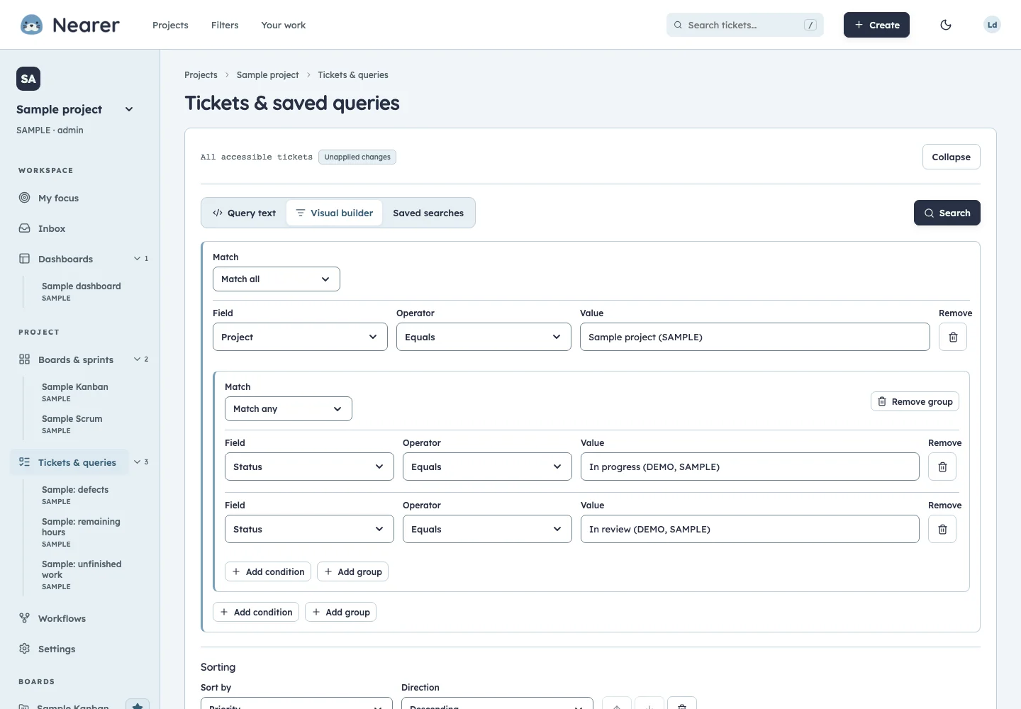 Nearer queries and favourites using fictional sample data